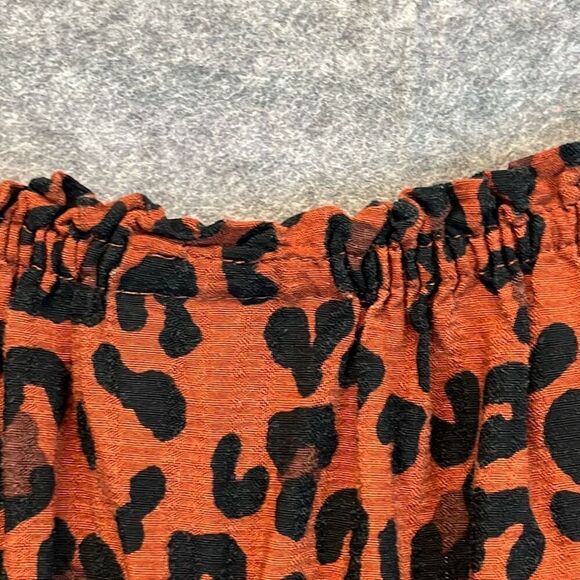 KNOX ROSE Dress Size Large Smocked Elastic Waist Animal Print Rust Large Fall - Picture 13 of 14